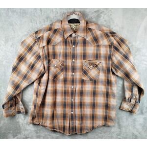 Jesse James West Coast Choppers Button Shirt Mens Large‎ Pearl Snap Plaid Moto